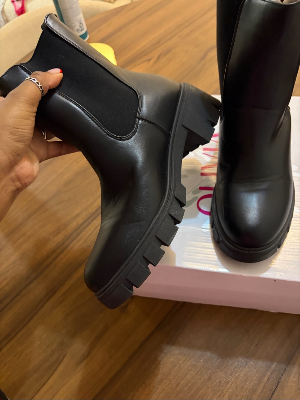 Women's Black Chunky Chelsea Ankle Boots